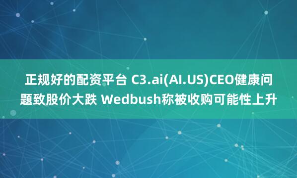 正规好的配资平台 C3.ai(AI.US)CEO健康问题致股价大跌 Wedbush称被收购可能性上升